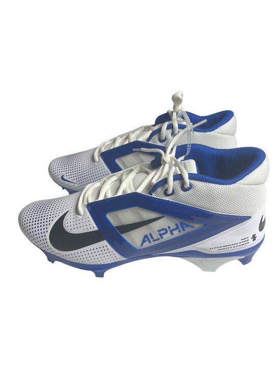 Nike Alpha Menace 4 Pro Football Cleats White/Blue Size 13.5 US Agility X Power